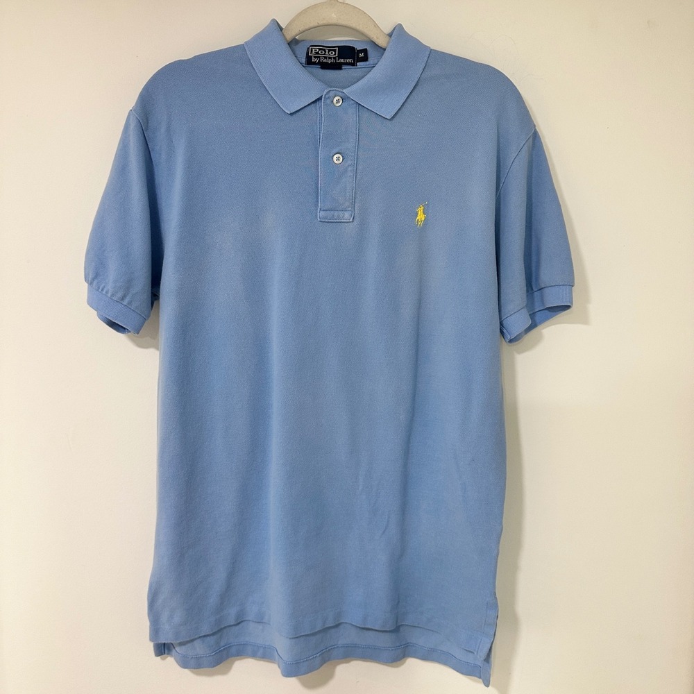 Polo Ralph Lauren Mens Polo Shirt Blue Cotton Pique Short Sleeve Classic M Blue
